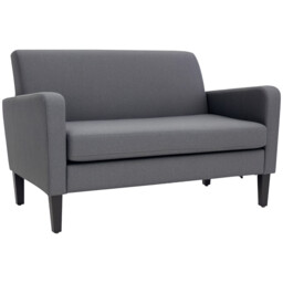 Homcom Linen Modern-curved 2-seat Sofa Loveseat W/ Thick Cushion Wood