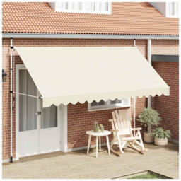 Retractable Awning 400cm Cream Polyester Pu Coated Steel Frame Manual