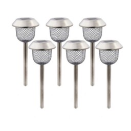 White Solar Powered Garden Leds Lights 6 Pcs Diamond Mesh Path Lamps
