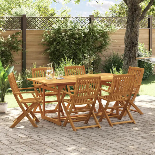 7 Piece Garden Dining Set 180x90x75 Cm Solid Wood Acacia Vidaxl