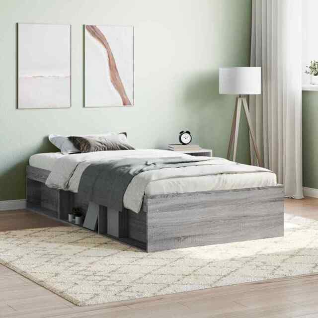 Bed Frame Grey Sonoma 100x200 Cm Vidaxl