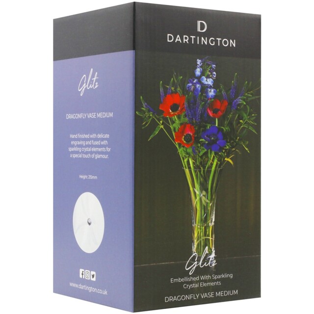 Dartington Glitz Medium Dragonfly Vase Sparkling Crystals Hand