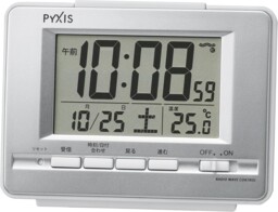 Seiko Alarm Clock With Thermometer, Calendar Pyxis Silver Metalic