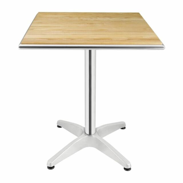 Bolero Square Table With Ash Wood Top And Aluminium Frame -