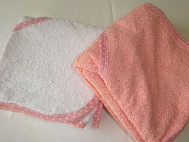 100% Cotton Ellie & Raf Hooded Baby Towels X 2 Soft Absorbent
