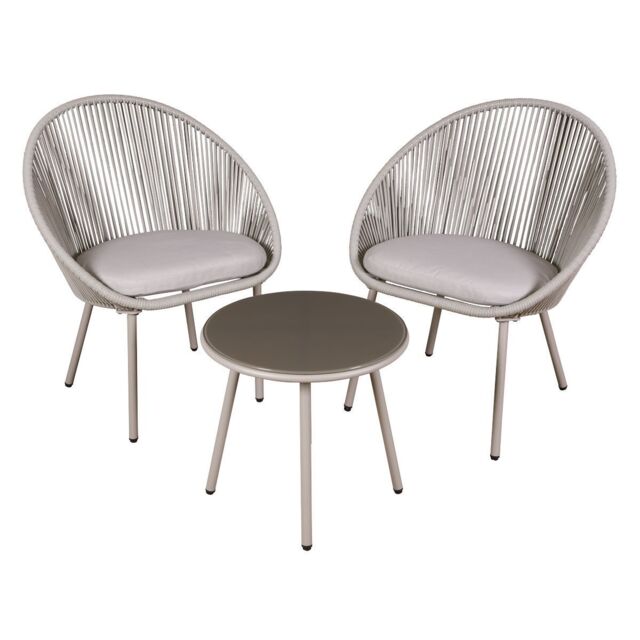 Como 3 Piece Steel Bistro Set With Tempered Glass Top - Dg55