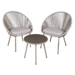 Como 3 Piece Steel Bistro Set With Tempered Glass Top - Dg55