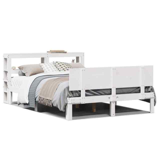 Bed Frame With Headboard White 120x200 Cm Solid Wood Pine Vidaxl