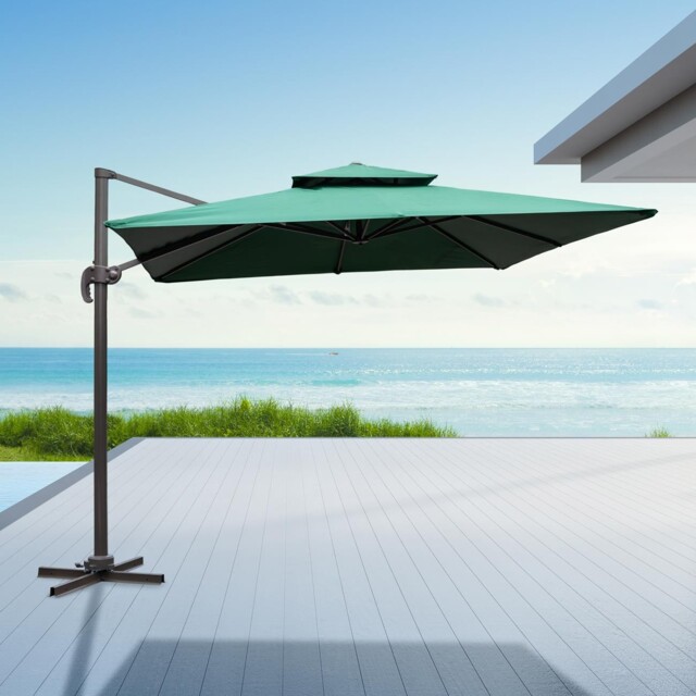 Cantilever Parasol Garden Umbrella Sunshade Cross Base Aluminum 3m