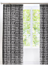 Football Kids Curtains - Grey & Yellow, Pencil Pleat, Ready To Hang, 2