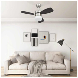 Ceiling Fan Dark Brown Ø76 X 41.5 Cm Chrome Mdf Led Light Remote
