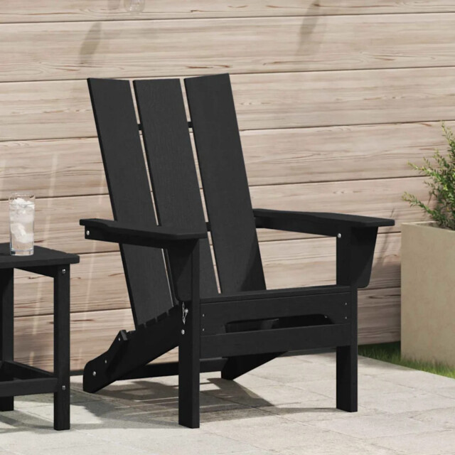 Folding Adirondack Chair Black 74.5 X 80.5 X 90cm Plastic Vidaxl
