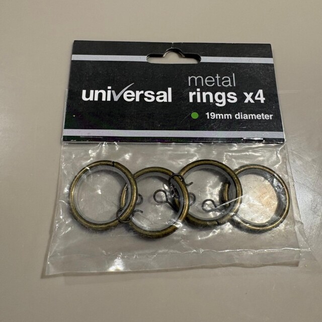 Universal Metal Curtain Rings X 4 19mm Diameter - Antique Brass