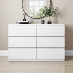 Chest Of Drawers White Gloss With 6 Drawers Modern Style Bedroom