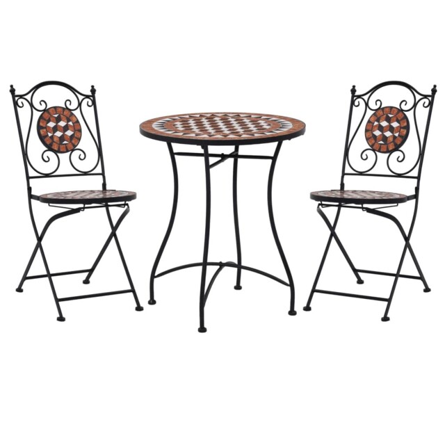 Mosaic Bistro Set Ceramic Tile Patio Outdoor Bar Set Pub Table 3 Pcs