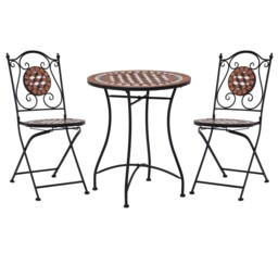 Mosaic Bistro Set Ceramic Tile Patio Outdoor Bar Set Pub Table 3 Pcs