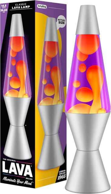 Lava Lamp 2125, Yellow Wax, Purple Liquid, Silver Base And Cap,
