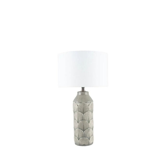 Bethan Embossed Grey Ceramic Table Lamp (30-724-c) By Pacific