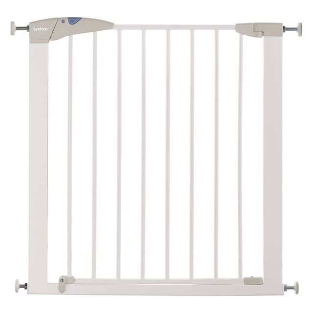 White Safety Gate For Baby Stairs Doorway 76-82cm Wide Pressure Fit