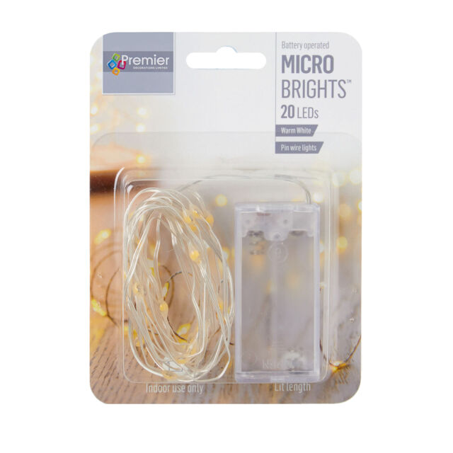 Christmas 20 Ultra Brights Battery Led Lights Indoor Use - Warm White