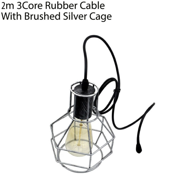 Pendant Lamp 2-light Brushed Silver Metal+pvc 8x7x12in Nest Cage 2m