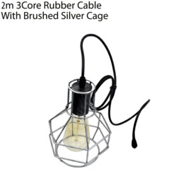 Pendant Lamp 2-light Brushed Silver Metal+pvc 8x7x12in Nest Cage 2m
