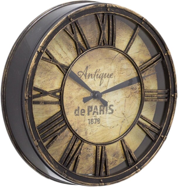 20cm Antique Parisian Wall Clock – Vintage Distressed, Silent Quartz,