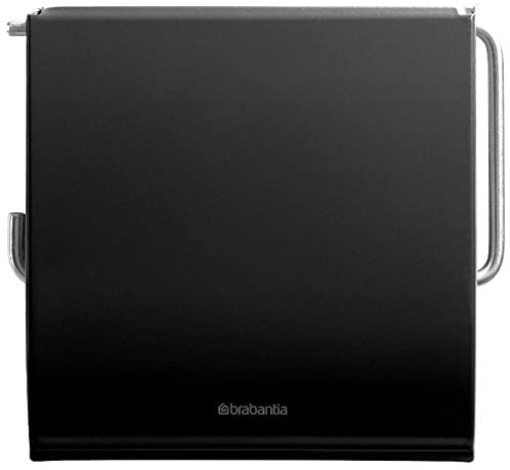 Brabantia Toilet Roll Holder, Stainless-steel, Black, 13 X 14 X 2 Cm