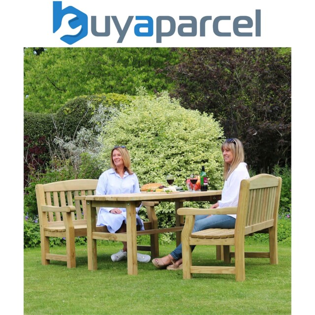 Zest Emily Wooden Dining Table & 2 X Bench Set Garden Patio Chair Seat