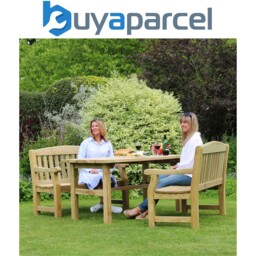 Zest Emily Wooden Dining Table & 2 X Bench Set Garden Patio Chair Seat