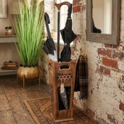Gangotri Umbrella Stand Mango Wood Jali Leaf Design Cane Walking Stick