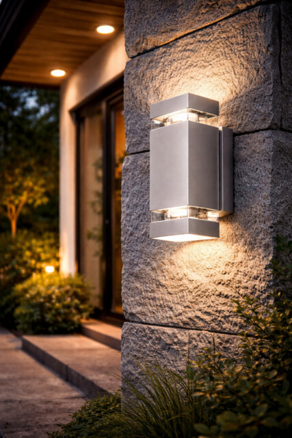 Kanlux Zew Gu10 Outdoor Up Down Wall Light Ip44 Grey 2x35w With Warm