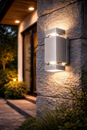 Kanlux Zew Gu10 Outdoor Up Down Wall Light Ip44 Grey 2x35w With Warm