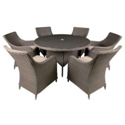Garden Dining Set, 7-piece, Glass Table Top, Chairs X 5, Chester