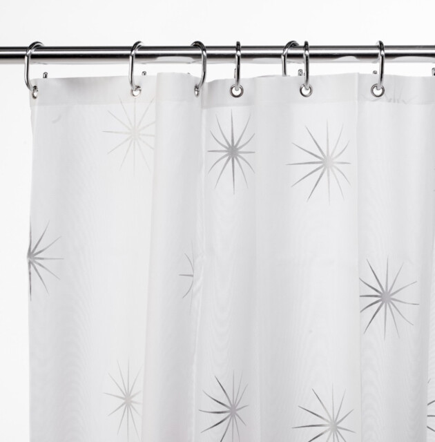 Croydex Stellar Textile Shower Curtain Water Resistant Weighted Hem