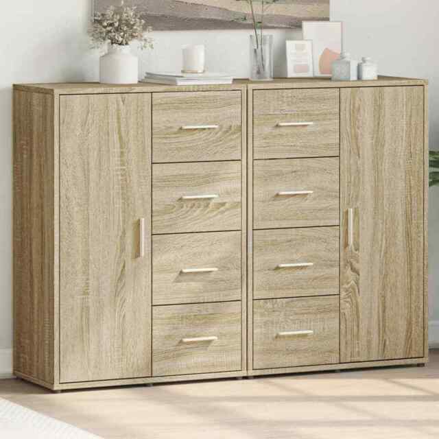 Sideboards 2 Pcs Sonoma Oak 60x31x84 Cm Engineered Wood Vidaxl