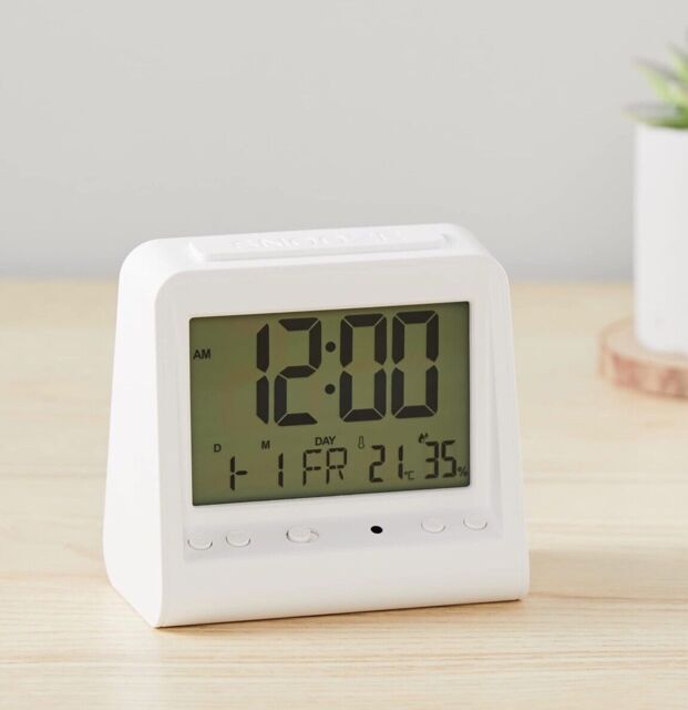 Amazon Basics Tabletop Digital Alarm Clock With Light, Temp & Date