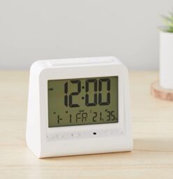 Amazon Basics Tabletop Digital Alarm Clock With Light, Temp & Date