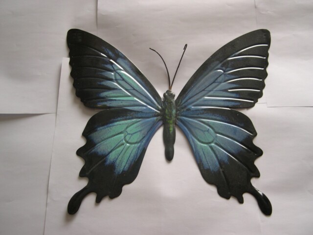 Primus Large Metal Butterfly Garden Ornament - Blue & Black (mk2322)
