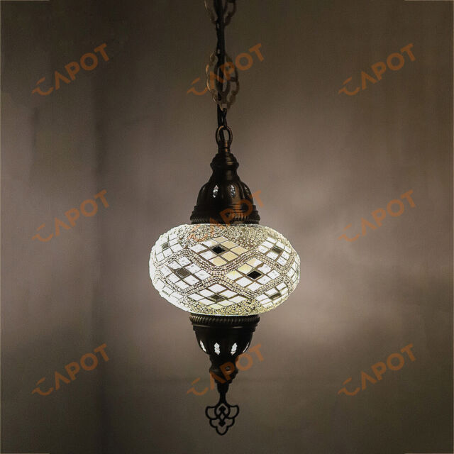 Turkish Moroccan Handmade Glass Mosaic Ceiling Hanging Chandelier Lamp