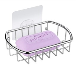 Maxhold Traceless Self Adhesive Soap Dish, Stainless Steel Basket Gray