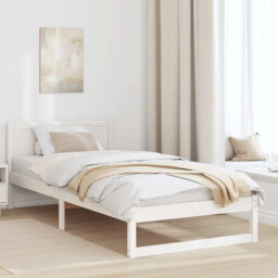Bed Frame With Headboard White 90 X 190 Cm Solid Pine Wood Vidaxl