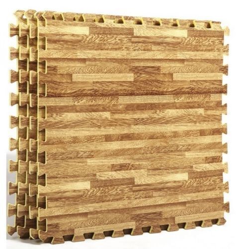 Wood Effect 6 Pc Interlocking Eva Floor Mats 60cmx60cm 10mm Thick Non