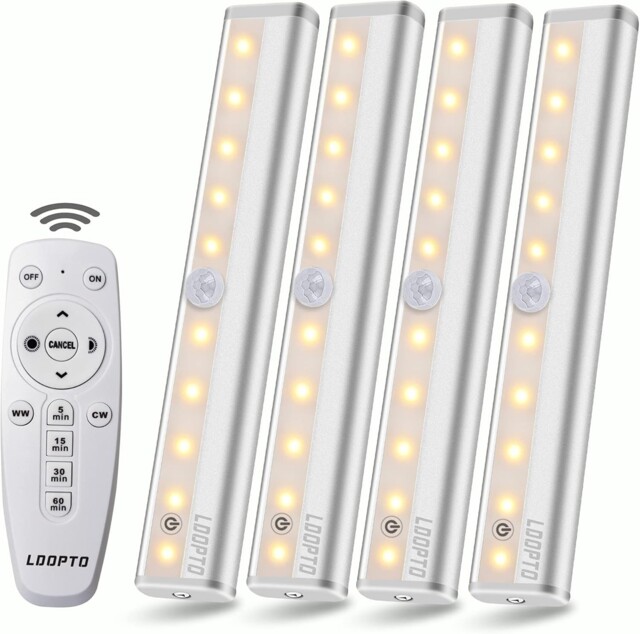 Ldopto Under Cabinet Kitchen Lights With Remote Dimmable 4 Pack Warm