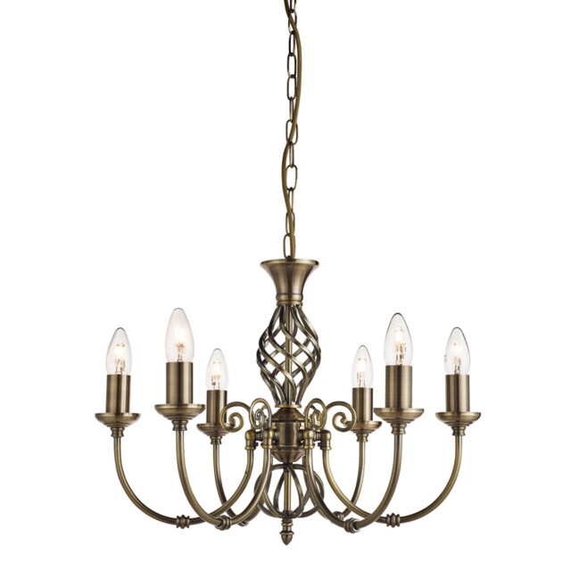 6 Lights Antique Brass Ceiling Fitting Pendant Light With Candle Style