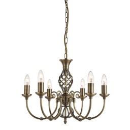 6 Lights Antique Brass Ceiling Fitting Pendant Light With Candle Style