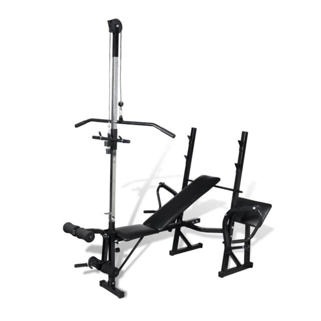 Weight Bench Black Heavy-duty Steel 182x135x205cm Pu Cushion
