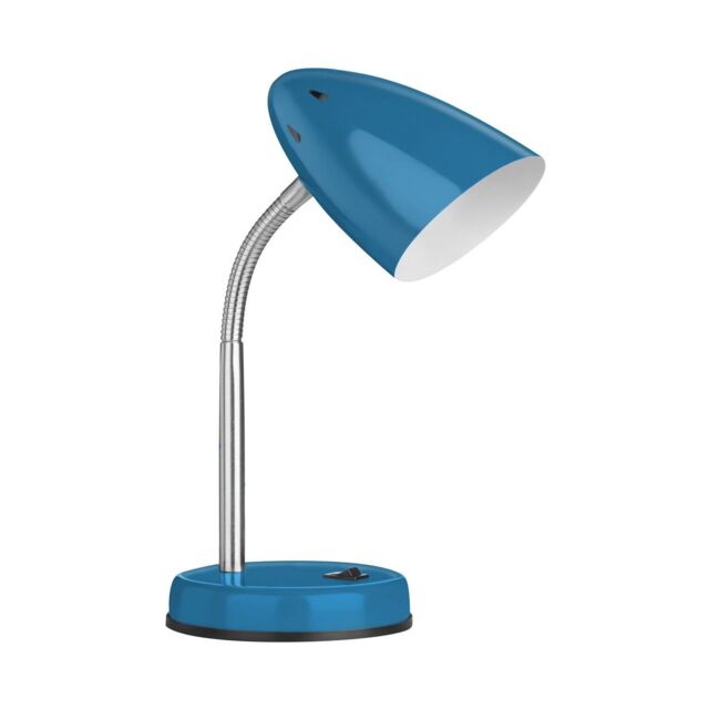 Blue Office Study Desk Lamp Table Light Flexible Satin Nickel Stem