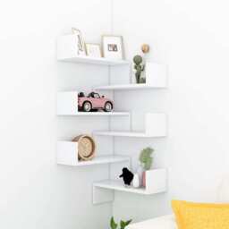 Wall Corner Shelf 2 Pcs White 40x40x50 Cm Engineered Wood Vidaxl