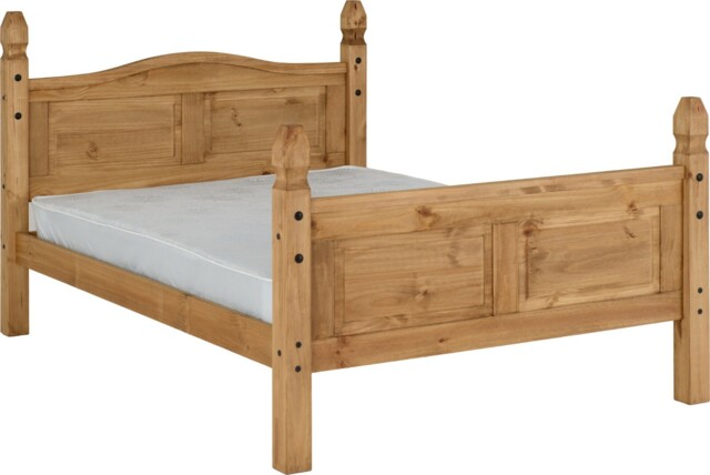 Seconique Corona 4ft6 Bed High Foot End, Distressed Waxed Pine